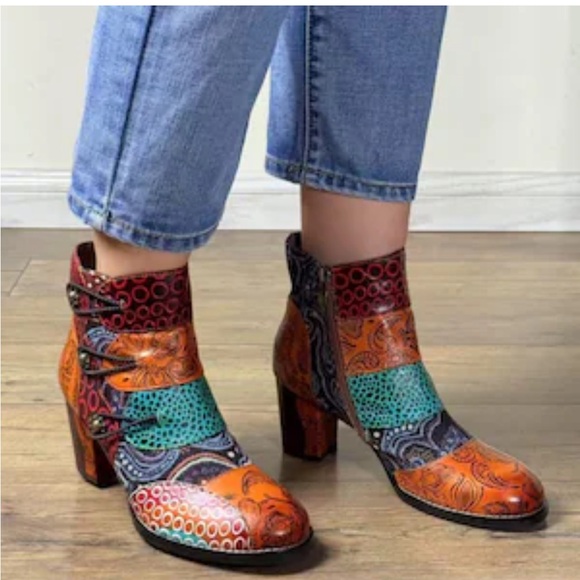 Socofy Fall season Colorful Ankle Boots for Women - Picture 1 of 11